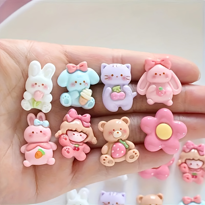 10Pcs Cute Animals Cat Charms Kawaii Resin Kawaii Simulated Food