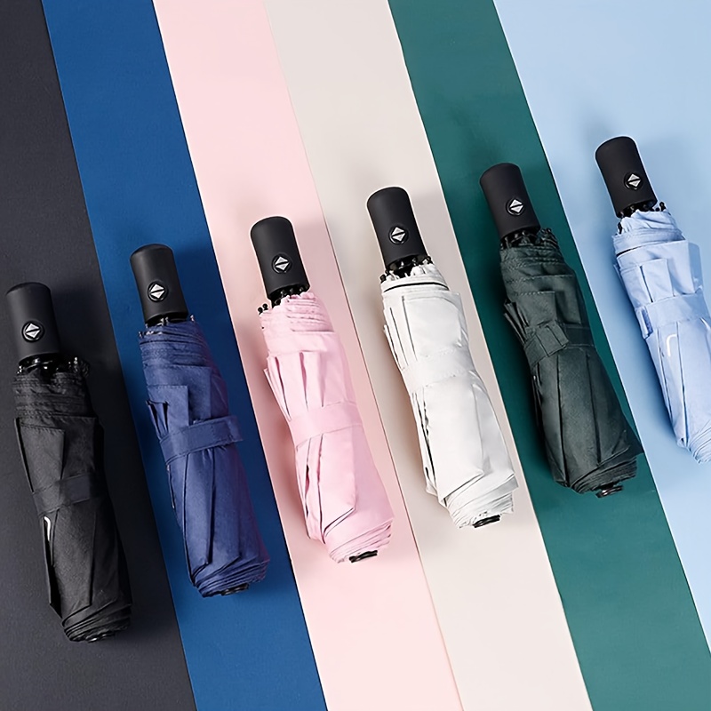 Three Fold Automatic Vinyl Sun Umbrella Uv Protection Temu