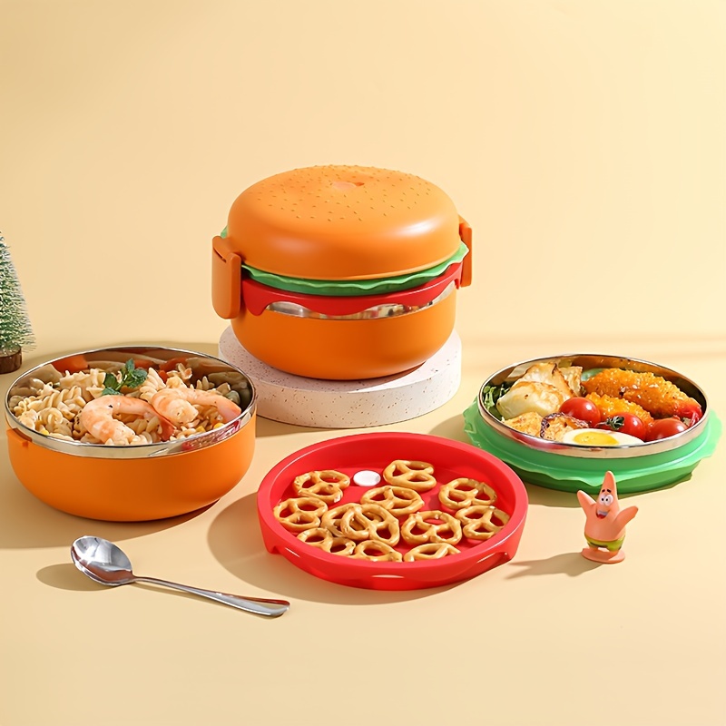 Hamburger Design Bento Box Metal Lunch Box Picnic Box Student Worker  Multiple Tiers Lunch Box For Boys And Girls - Temu