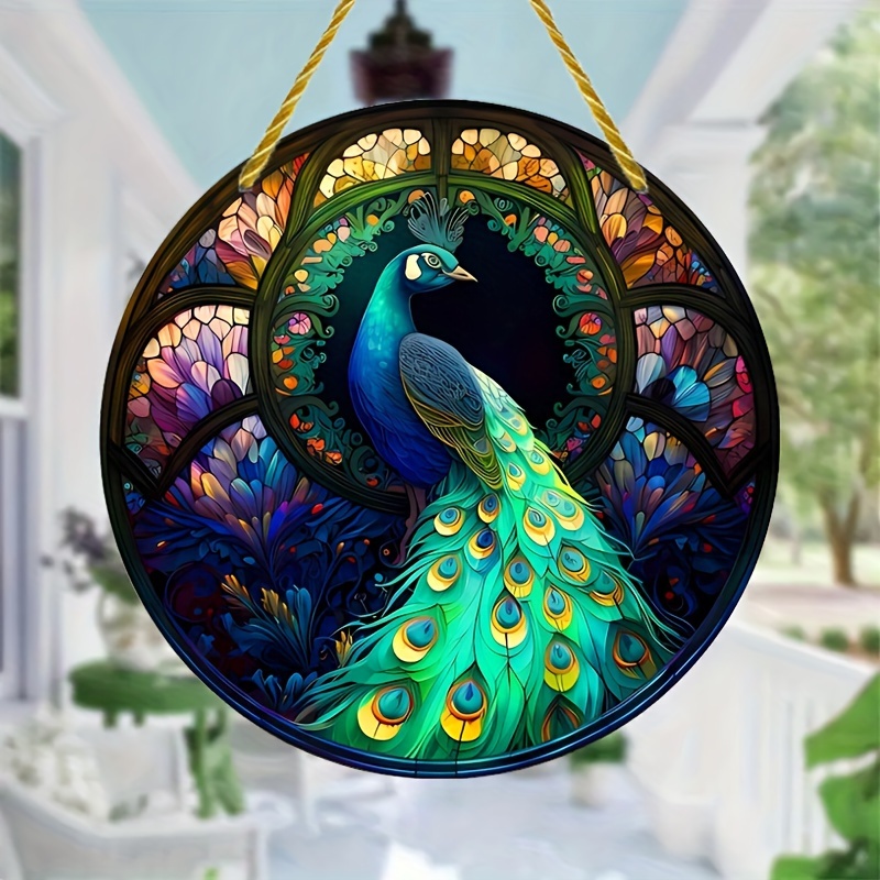 3d Peacock Stained Window Hangings Peacock Decor Wall Art - Temu