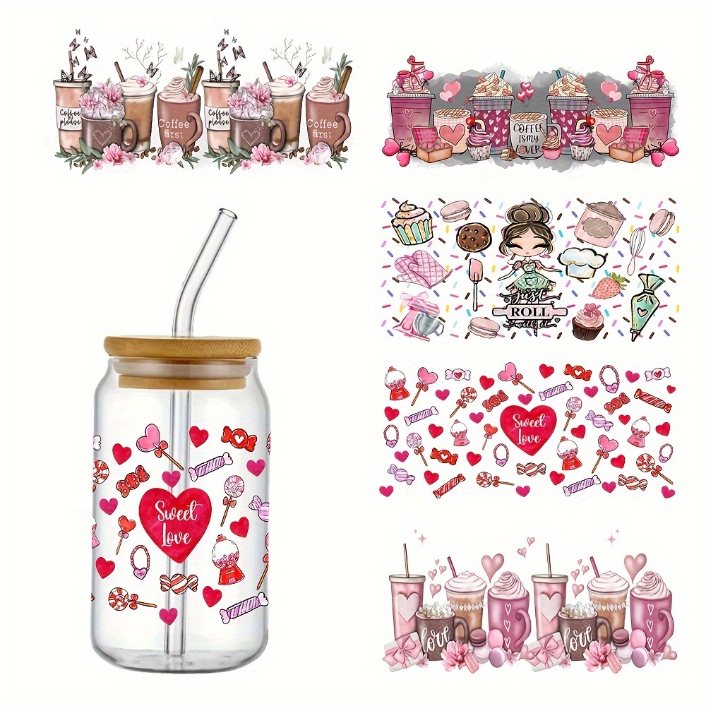 Uv Dtf Cup Wraps, Stitch Themed Cup Wraps, Can Glass Cups Uv Dtf Wraps, Uv  Dtf Valentine Cup Wraps, Uv Dtf Wraps Stitch Valentine Wrap 