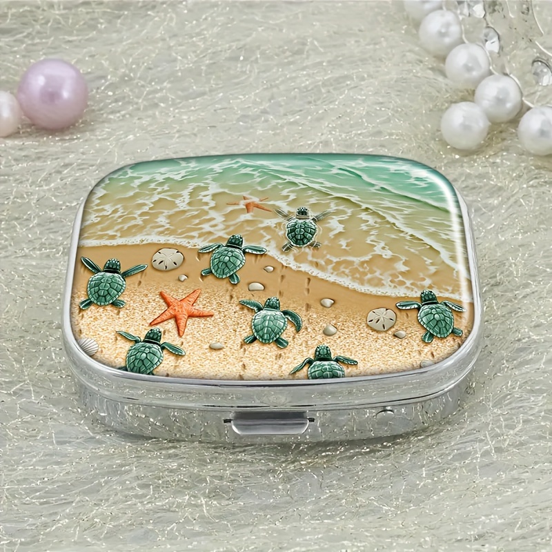 

1pc Cute Turtle Pill Case Pill Box, Pocket 2 Compartment Medicine Case, Rectangle Decorative Box, Vitamin Pill Organizer, For Pocket Purse And Travel Gifts