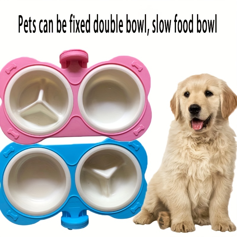 Slow Feeder Dog Bowl, Plastic Detachable Dog Double Bowl, Anti-choking 1 Dog  Puzzle Food Bowl Water Bowl Pet Cage Bowl - Temu