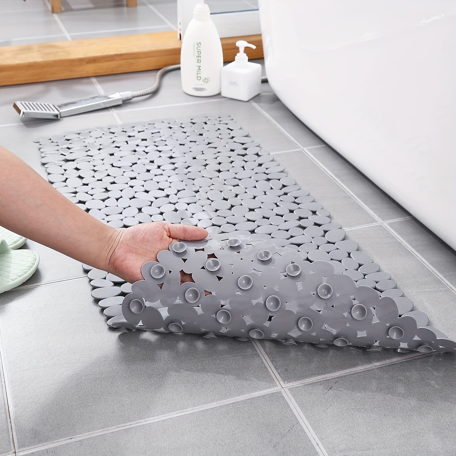 Anti slip Shower Stall Mat Shower Room Mats With Drain Holes - Temu