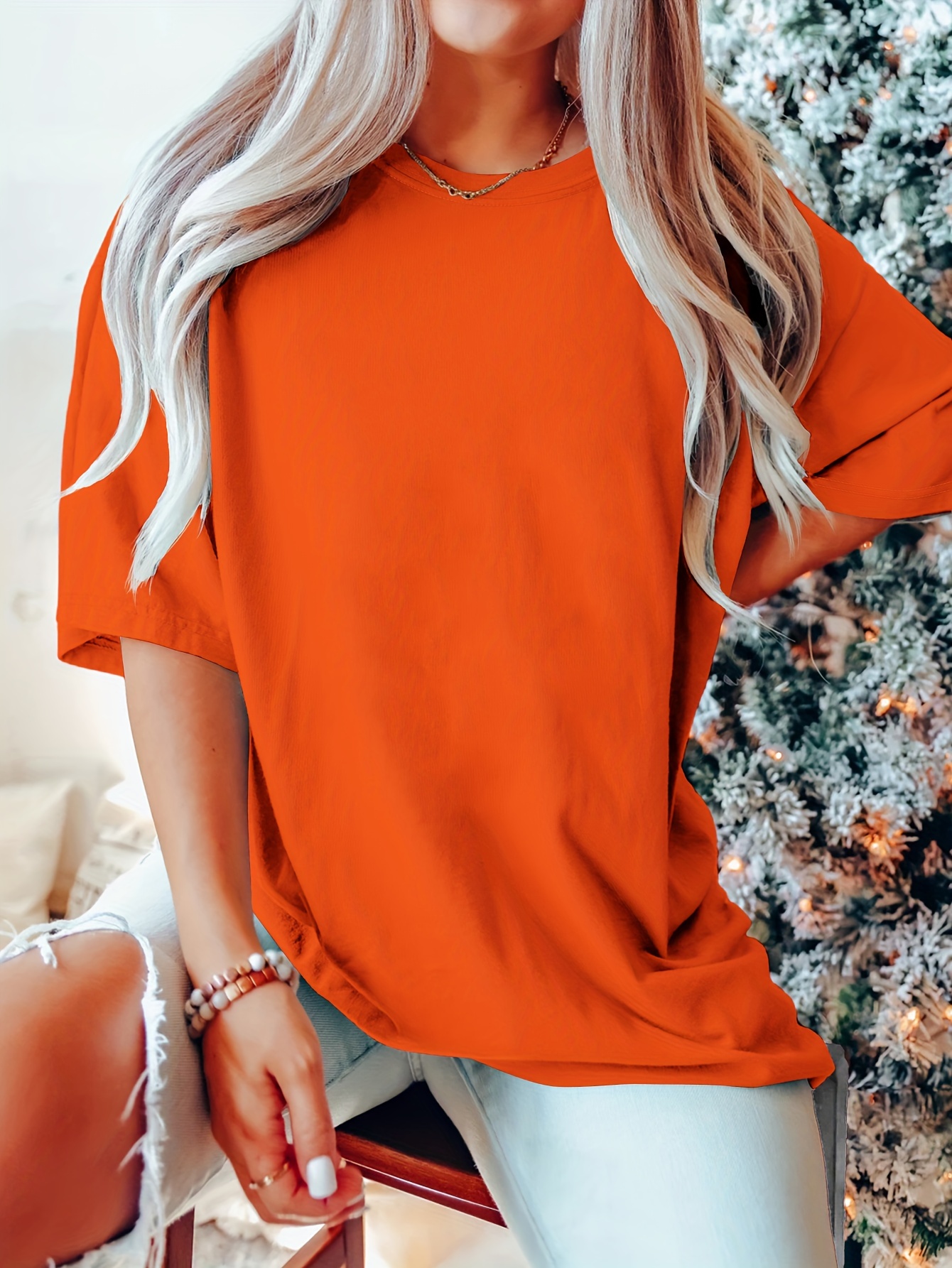 Tangerine Women's Short Sleeve Super Soft V-Neck Active Tee Top