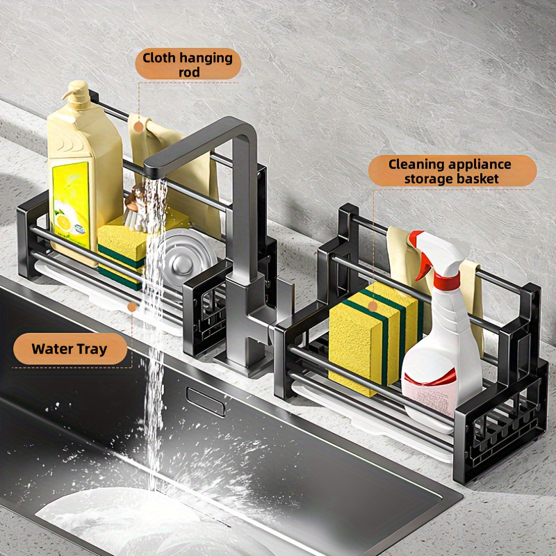Porta Spugna Per Lavello Da Cucina Consumest, Porta Spugna + Porta Spazzola  Per Piatti Per Lavello Da Cucina, Organizzatore Per Lavandino Con Vassoio  Gocciolante Per Piano Di Lavoro, In Acciaio Inossidabile Antiruggine 