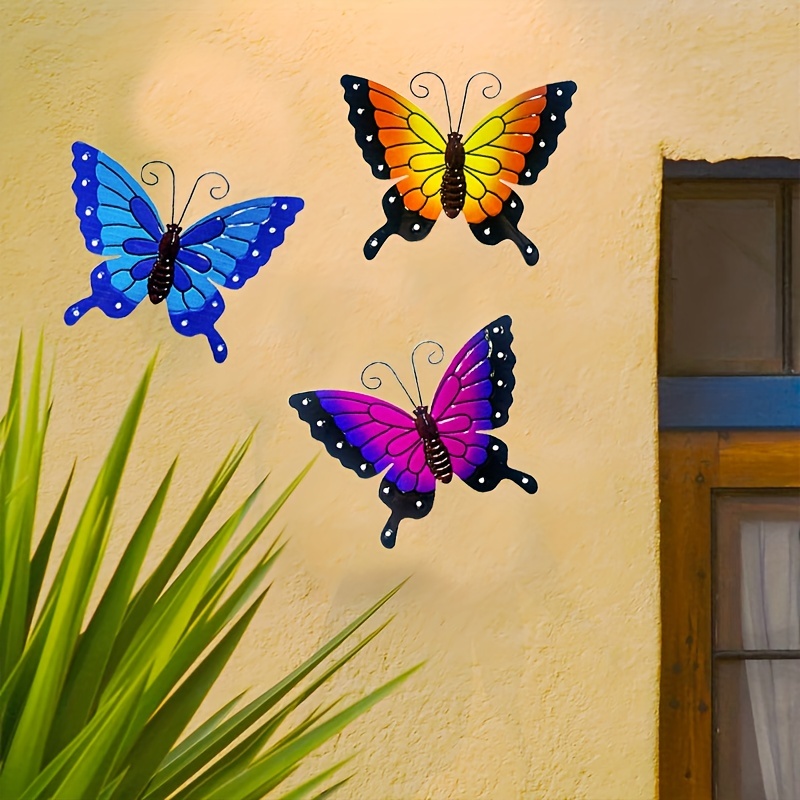 Indoor/Outdoor Metal Butterfly Wall Art, Set of 2