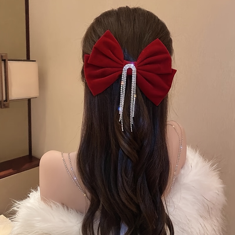 2PCS 5 Velvet Black Hair Bows Girls Hair Clips Ponytail Holder Accessories  for Girls Toddlers