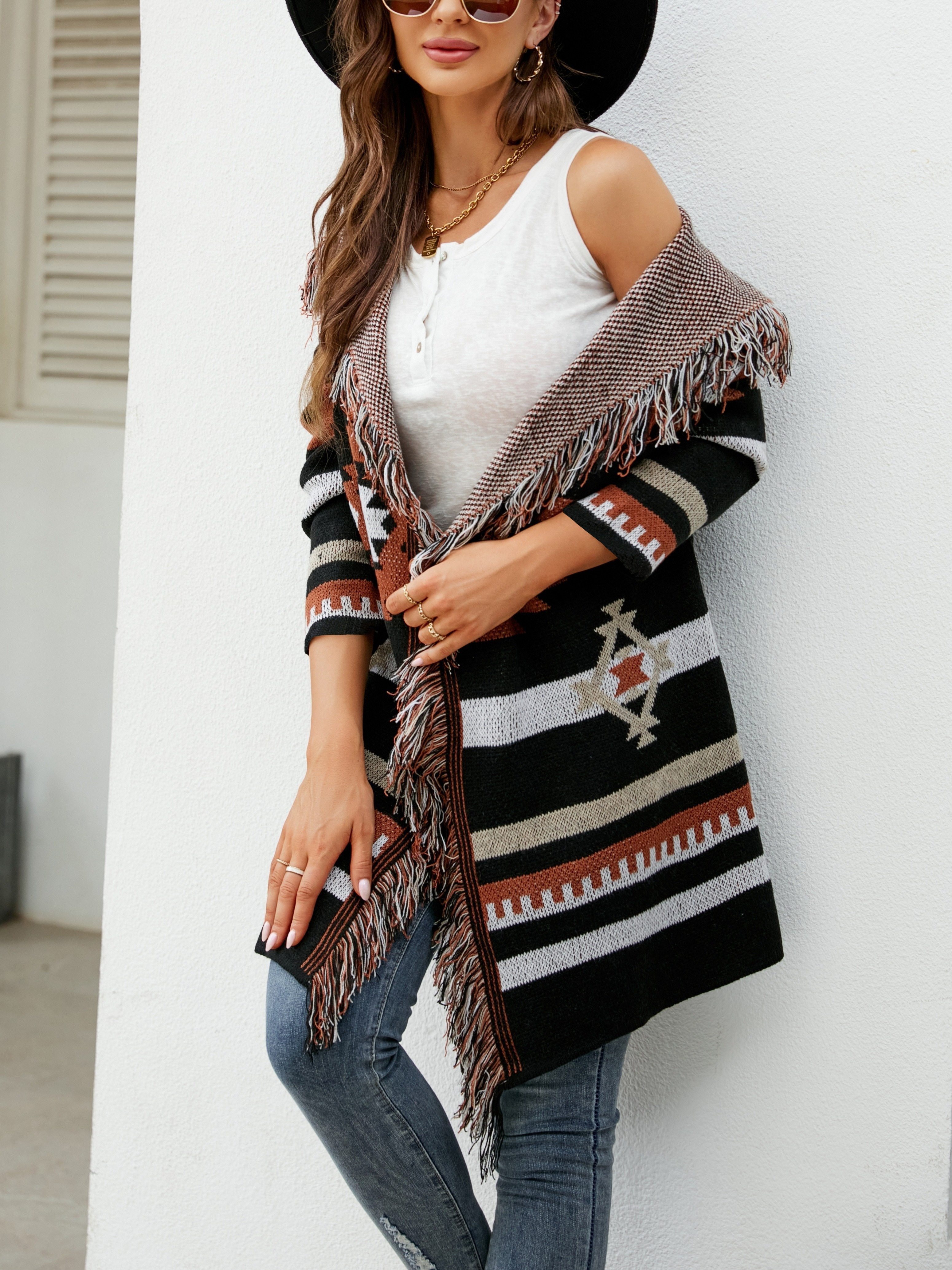 Long aztec sweater clearance coat