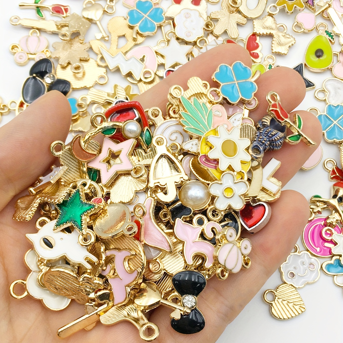  Nenjindz 31 Pcs Cute Charms for Jewelry Making,Assorted Gold  Plated Enamel Animals Moon Star Celestial Dainty Dangle Flowers Pendants  Charms,Jewelry Crafting Gifts for Women Mom,Blue Theme : Clothing, Shoes &  Jewelry