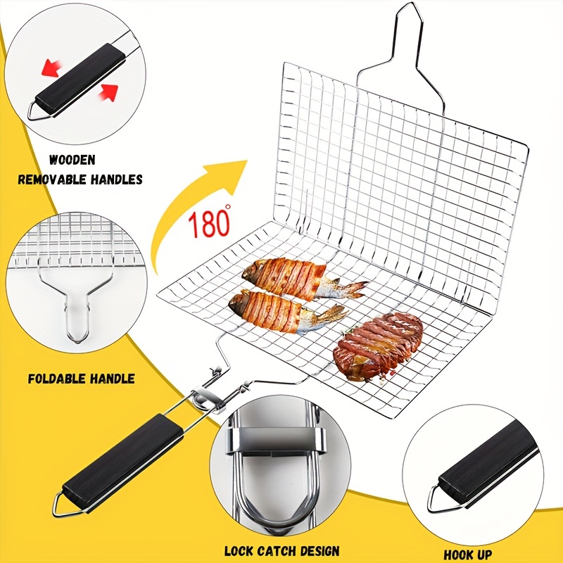 Grill Basket Grill Accessories Bbq Grilling Basket Folding