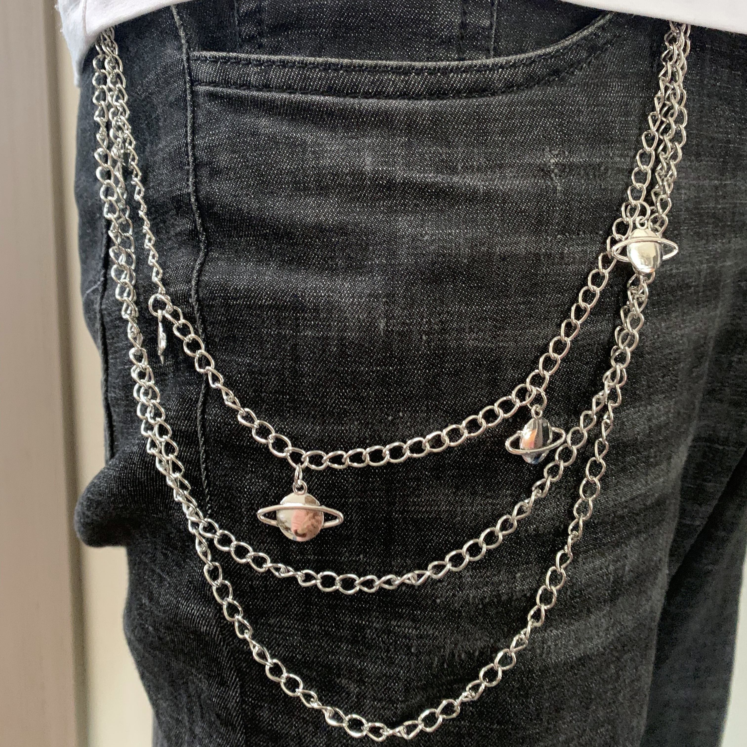 Star Double Layer Waist Chain Men's Decorative Pant Chain - Temu