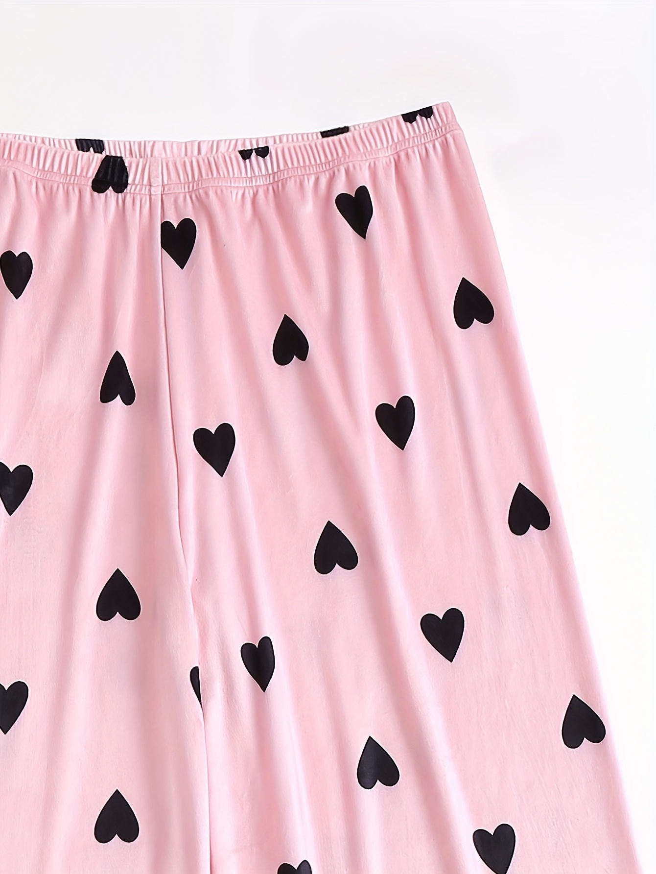 Plus Size Cute Pajama Bottoms, Women's Plus Allover Heart Print Elastic  Waist High Stretch Loungewear Pants