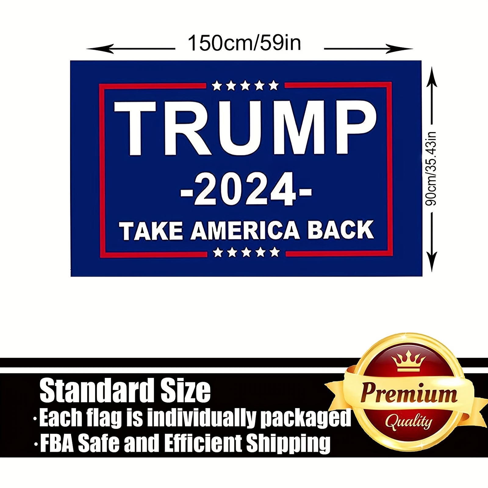 Trump 2024 Flag 3x5 FT Outdoor Flag. Donald Trump Flag for 2024 President,  Elect Trump 2024 Flag with Two Brass Grommets, Vivid Printing Banner for