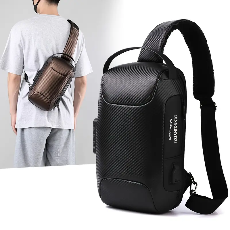 Men's Leather Crossbody Bag Anti-theft Chest Bag Multifunctional