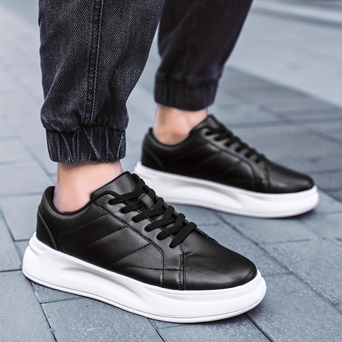 Men's Platform Sneakers Lace-Up Comfortable Shoes