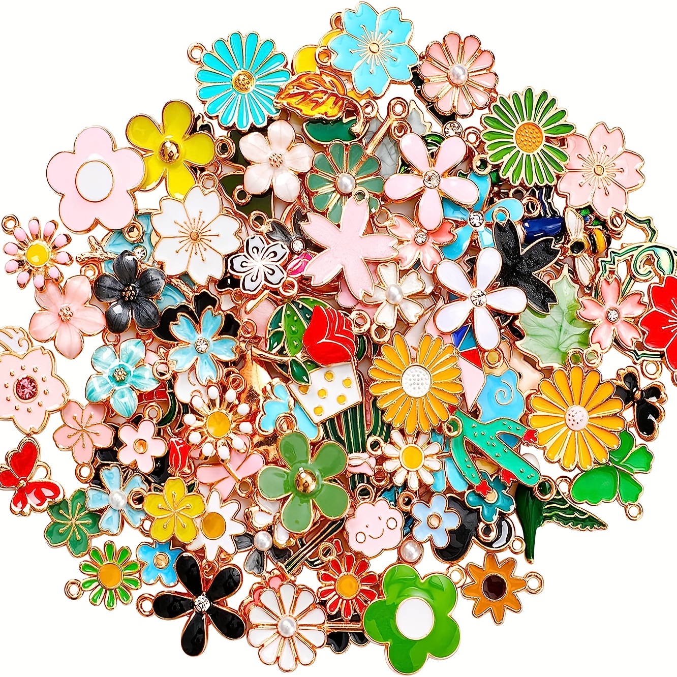 Spring Easter Floral Theme Floral Charms Jewelry Making - Temu