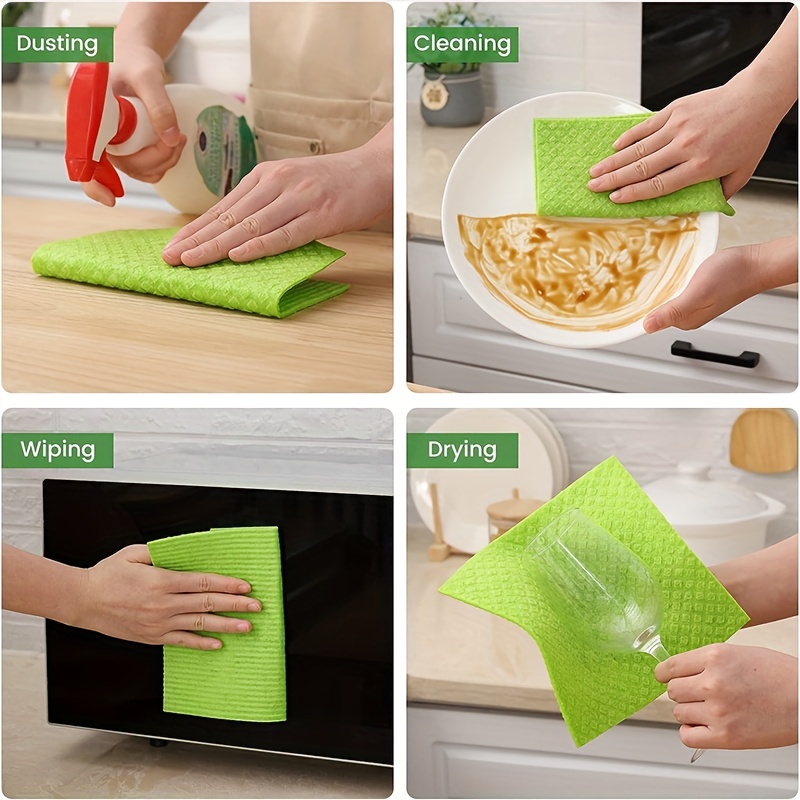 GOXAWEE 10pcs Reusable Dish Cloths, Absorbent Dish Towels For Washing  Dishes,Swedish Dish Towels, Cellulose Sponge Cloth For Kitchen, Drying  Dishes, C