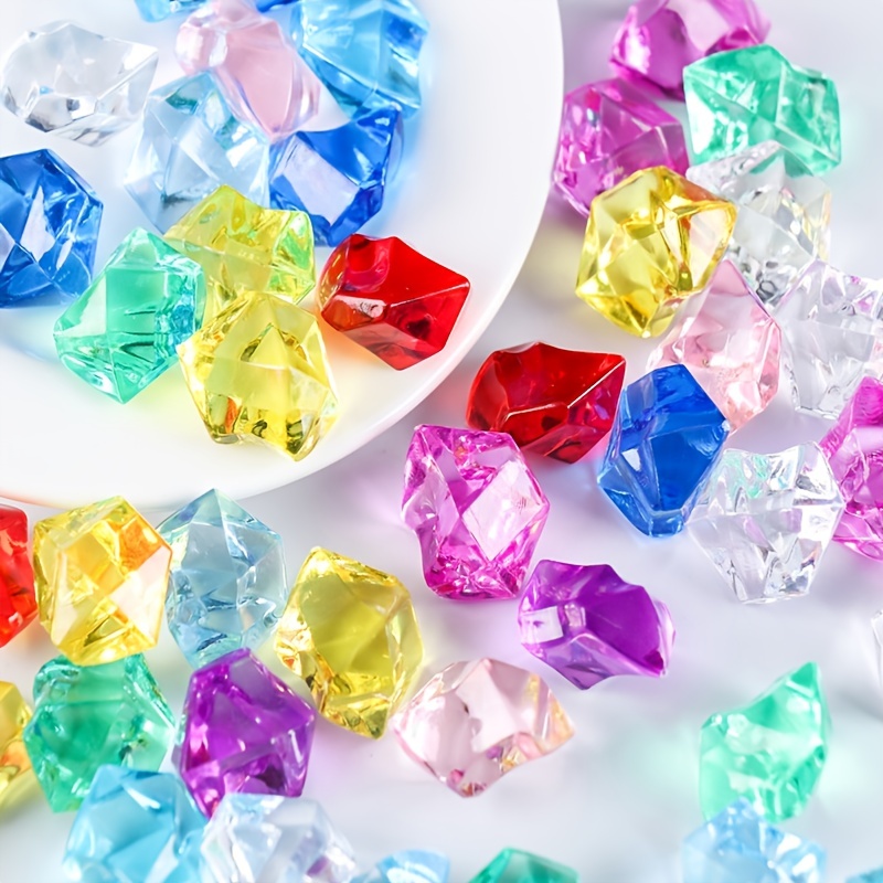 Piedras de hielo trituradas falsas, 250 piezas de cristales falsos de  plástico transparente gemas acrílicas para rellenos de jarrones, dispersión  de