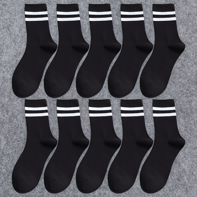 6 Pares Calcetines Deportivos Casuales Rayas Blancas Negras - Temu