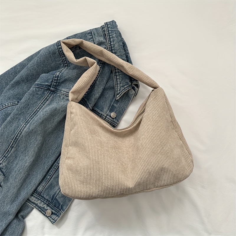 Fashion Corduroy Shoulder Bag Retro Solid Color Crossbody - Temu Canada