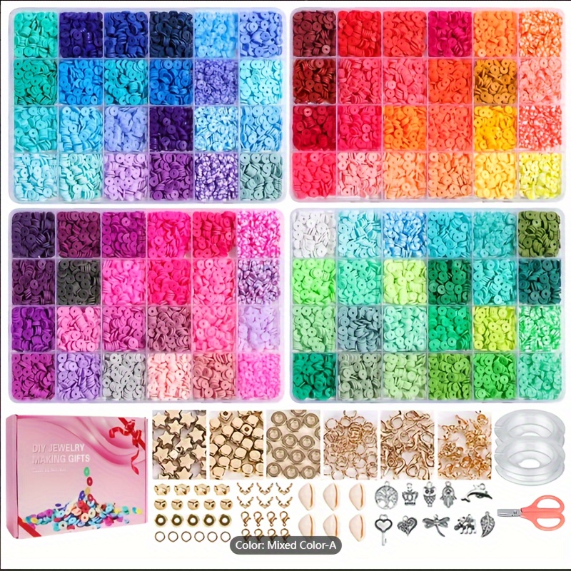 Clay Beads For Bracelet Making Kit 48 Colors Flat Round Clay - Temu