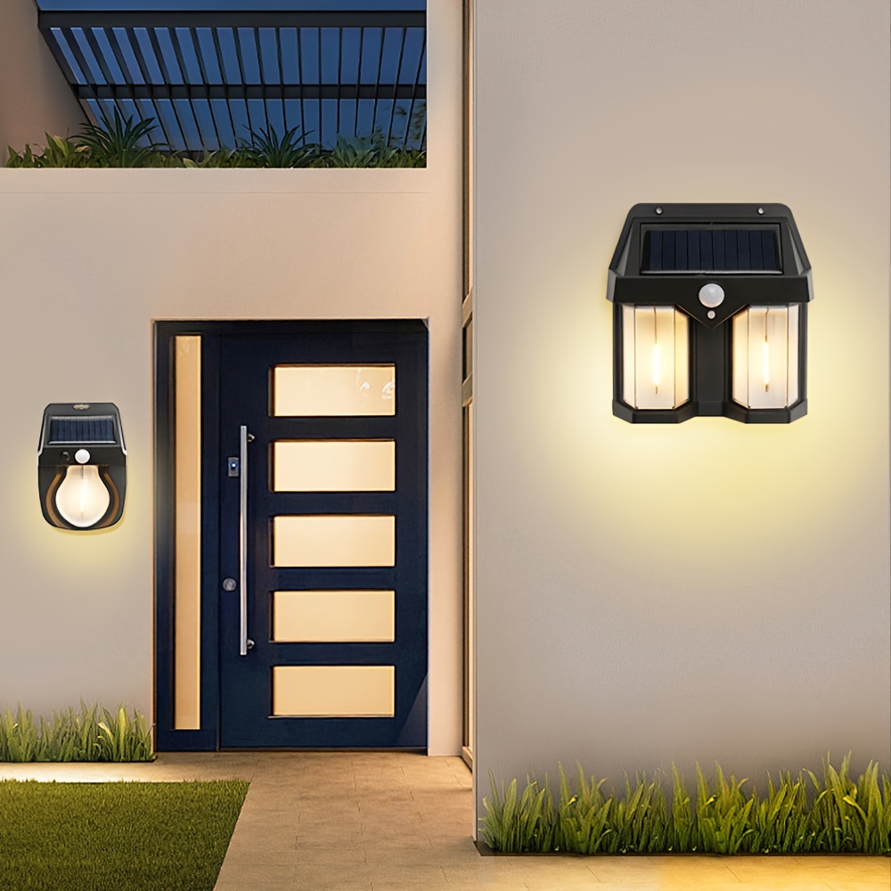 Lámparas de pared para exteriores del atardecer al amanecer, luces de  porche con sensor, lámpara de iluminación de pared exterior antioxidante