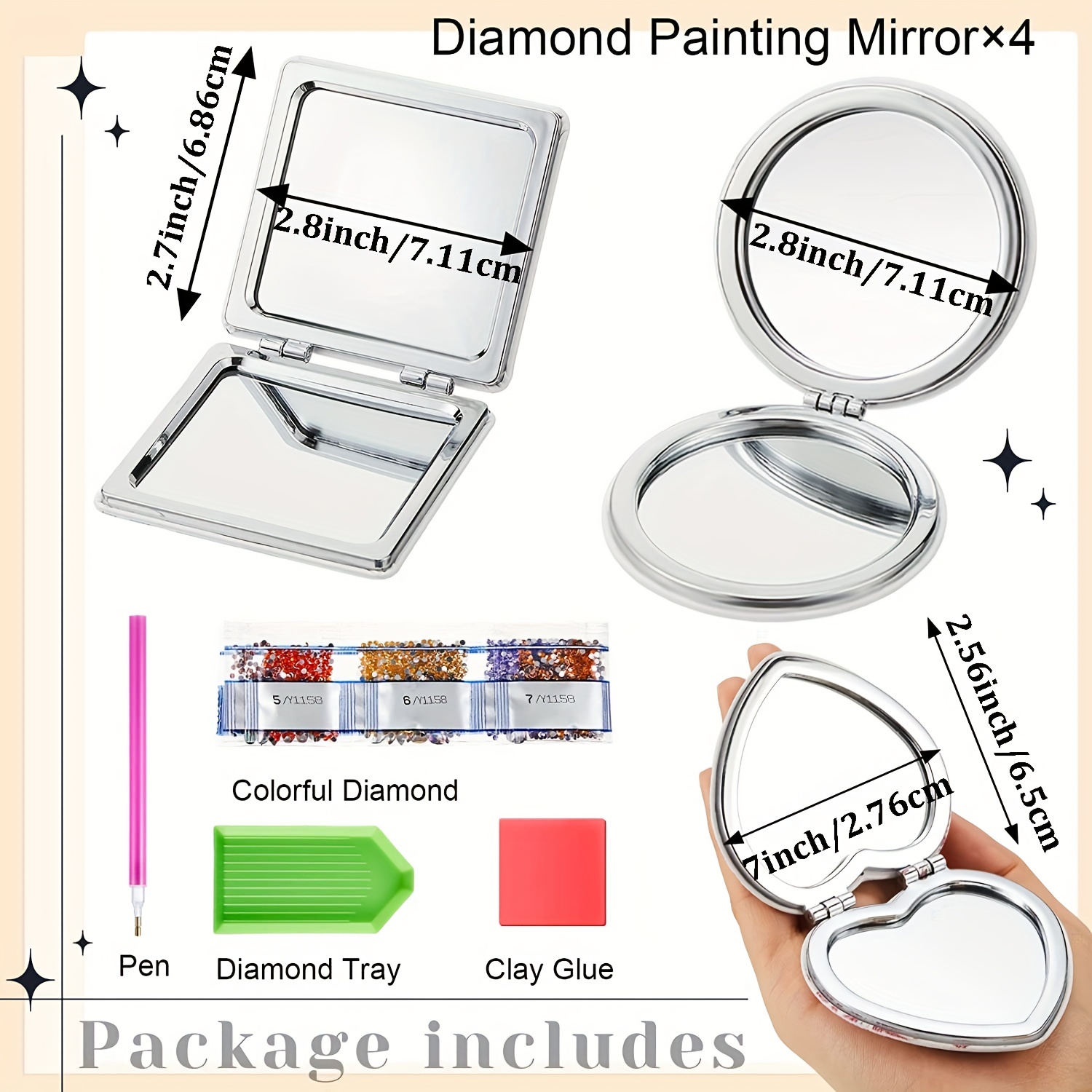 6 Pieces Mandala Design Pocket Mirror Mini Purse Mirror Travel