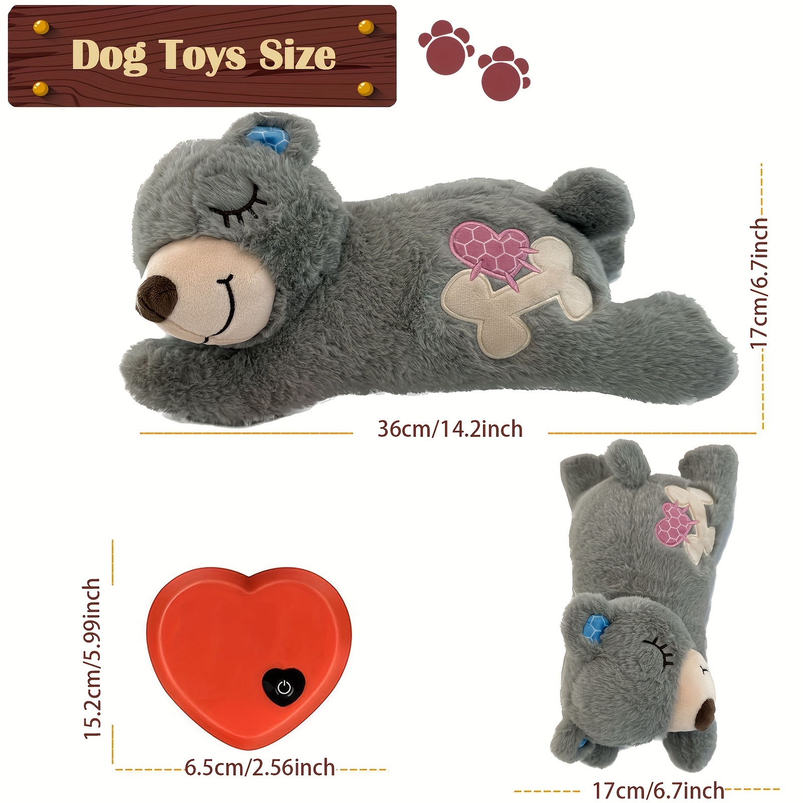 Dog Toy Cute Heartbeat Pet Plush Comfortable Anxiety Relief Sleep