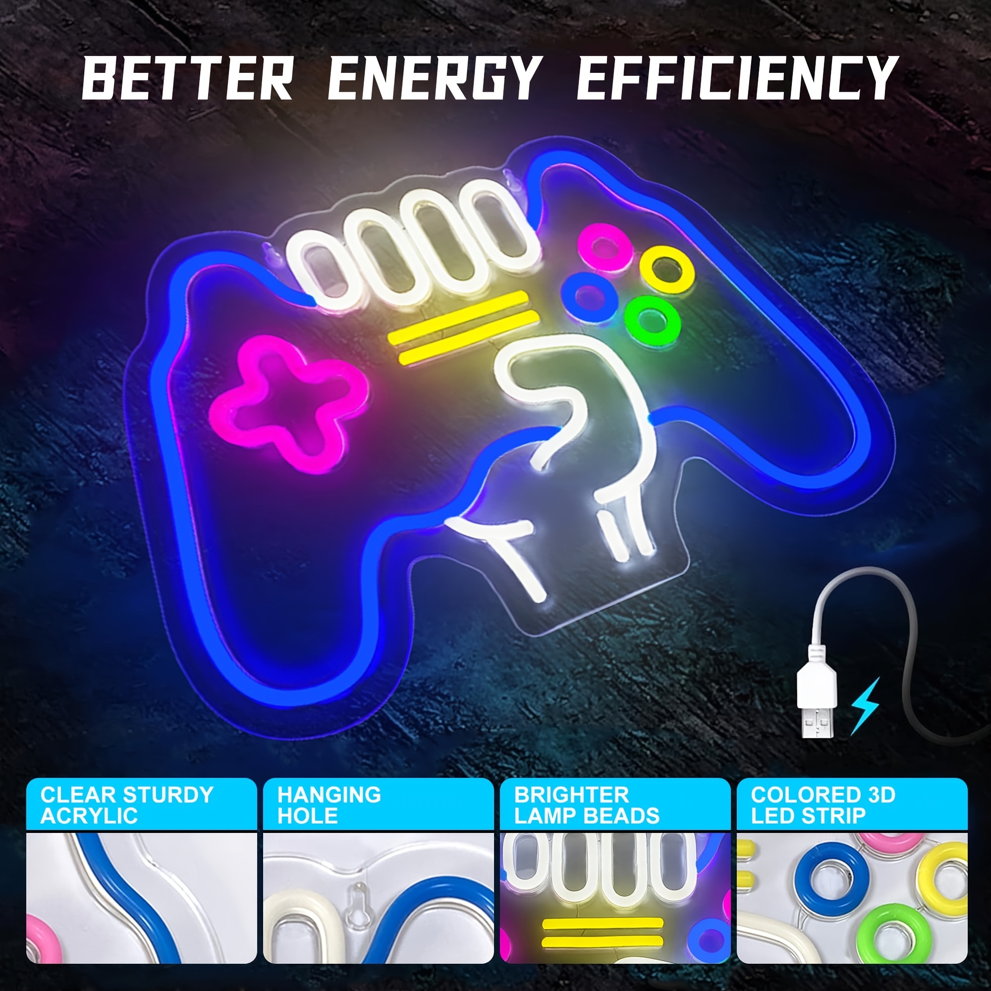 1pc Led Game Neon Sign Light Gamepad Shape Led Sign Light - Temu