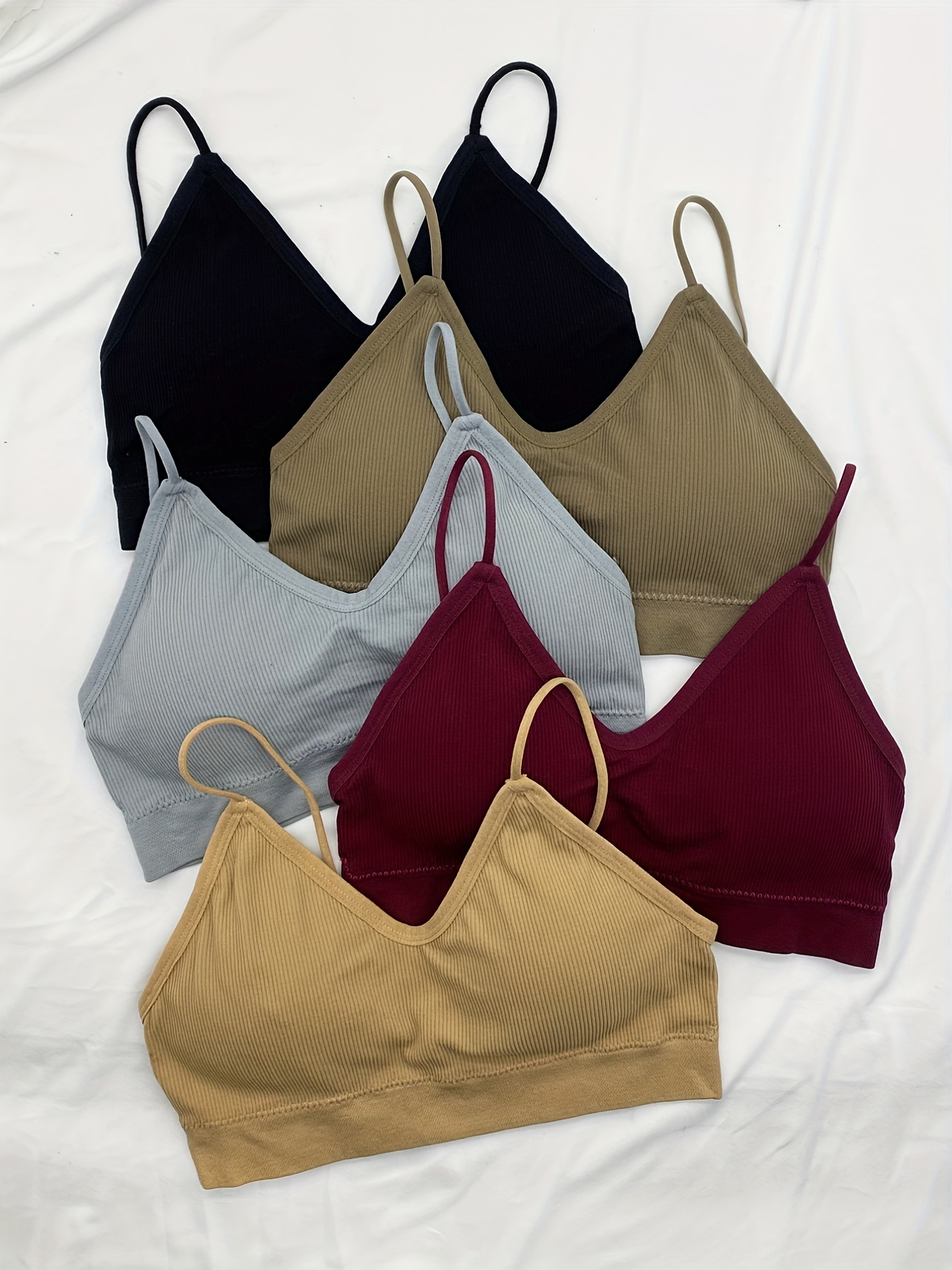 Soft Ribbed Bralettes Comfort Breathable Thin Strap Everyday