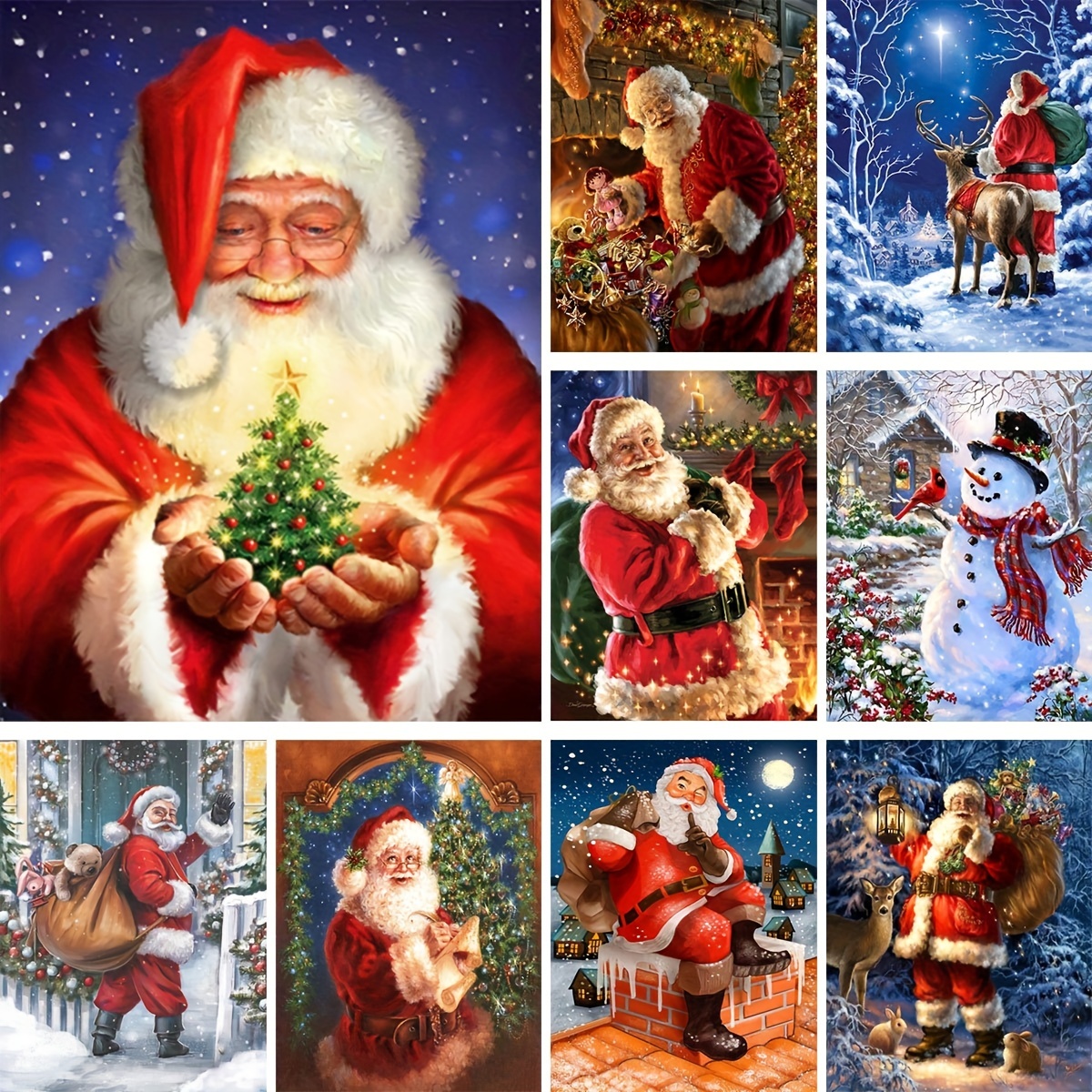 Christmas Diamond Art Painting Kits for Adults - 5D Round Full Drill  Diamond for