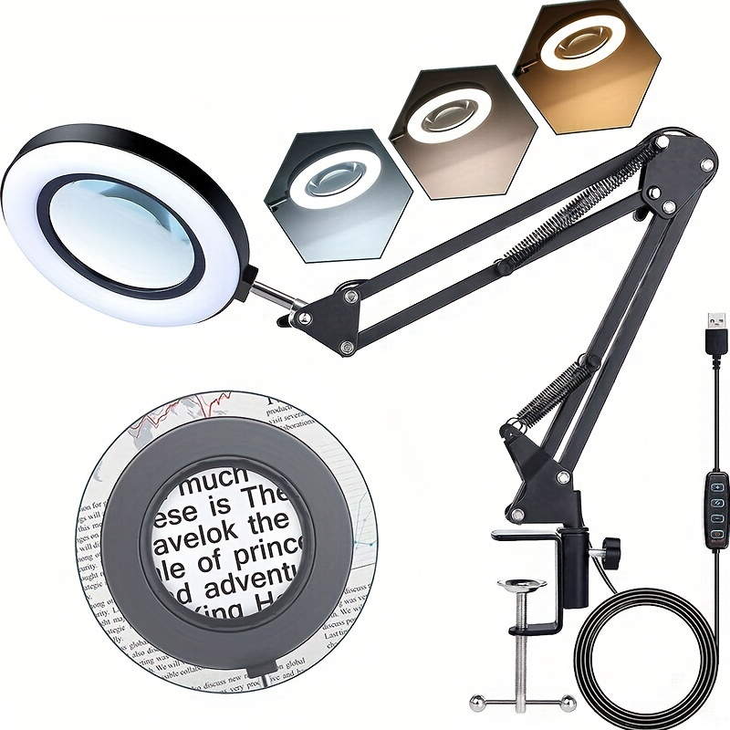 Foldable And Rotating Desktop Magnifying Glass With Light - Temu