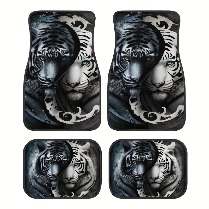 4pcs set Motifs Conception Double Tigre Noir Blanc Tapis Sol