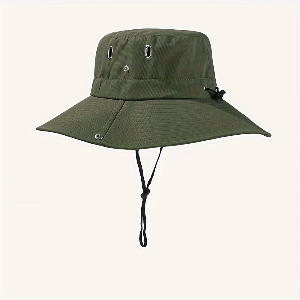 Fishing Hat Quick Dry Adjustable Drawstring Wide Brim Super Soft Anti-UV  Polyester Breathable Men Mountaineerin 