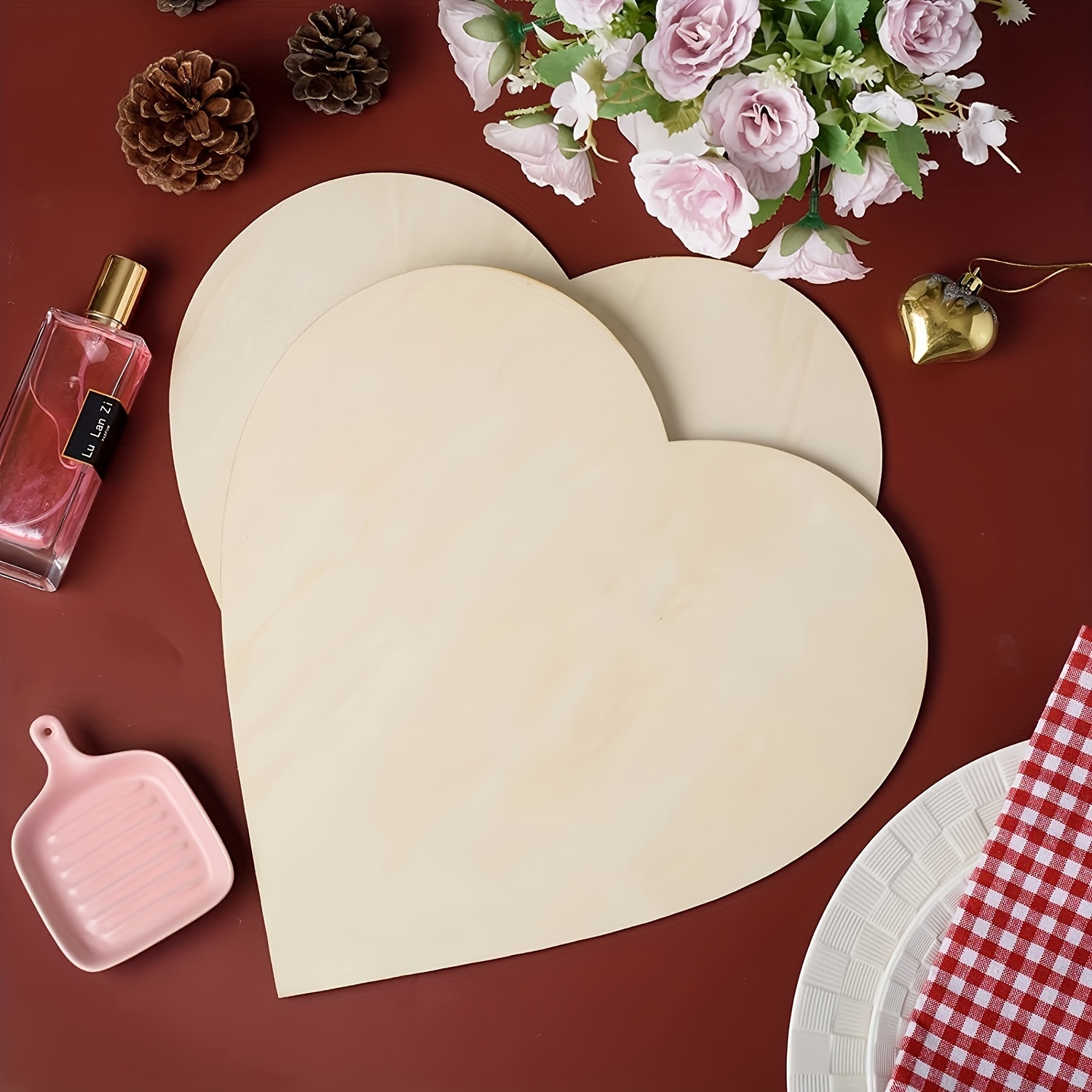 Love Diy Wooden Chips Blank Labels Heart Decor Rustic - Temu