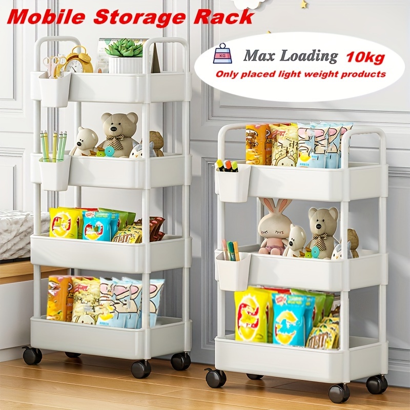 Multi tier Storage Rack With Wheels Mobile Trolley Organizer - Temu