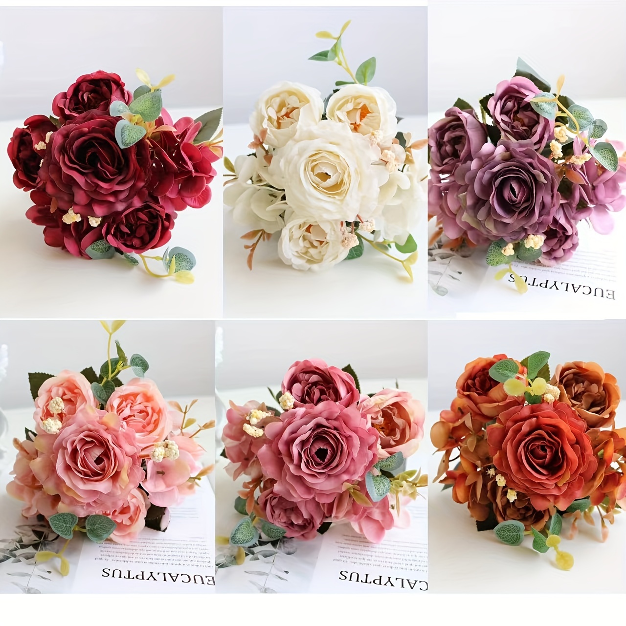 Artificial Fake Rose Flowers Bouquet Arrangements Wedding - Temu