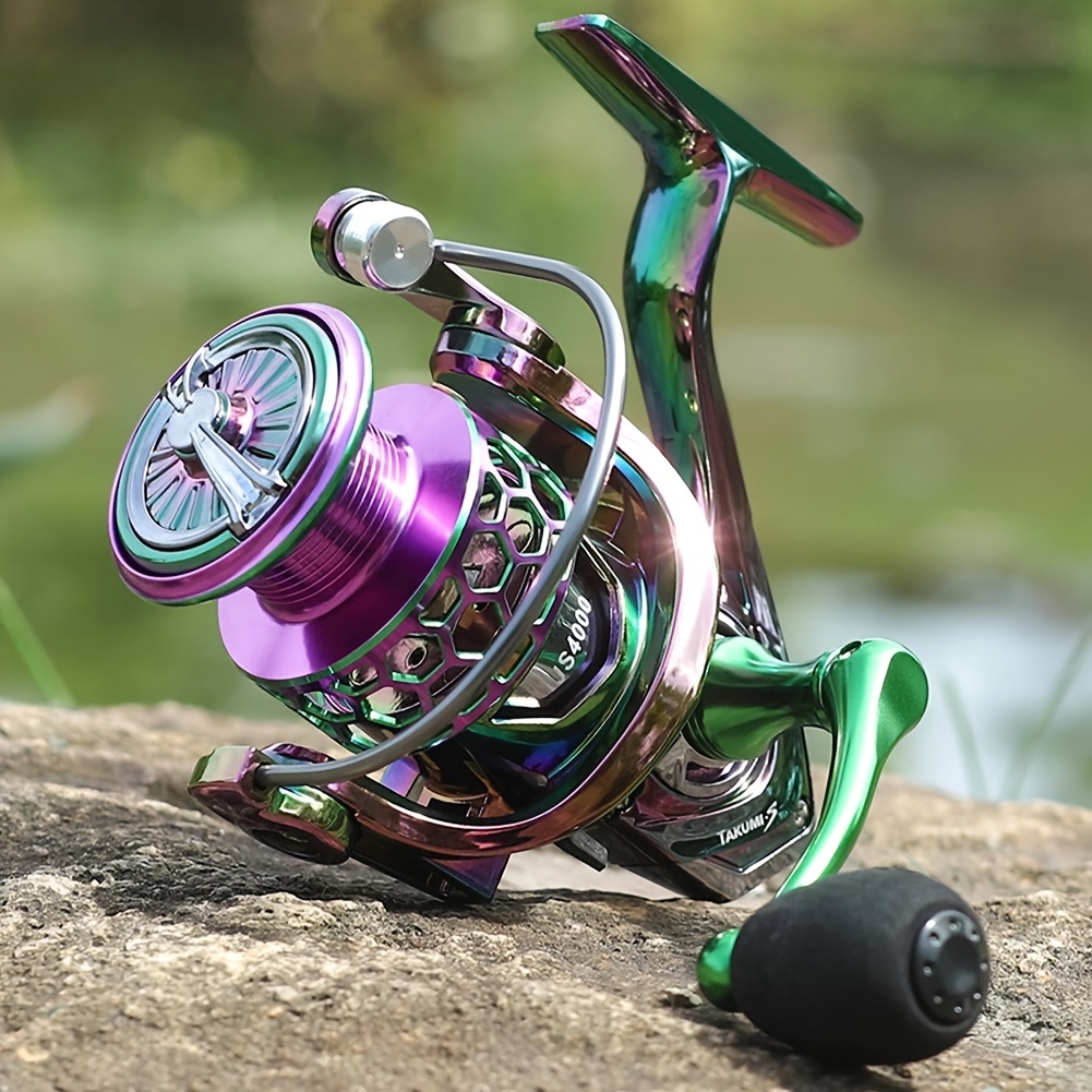 Fishing Reel Lightweight Spinning Reel for Sea Fishing, Saltwater Spin  Reels, Sturdy Metal Frame 13+1BB, 5.2:1 Gear Ratio (Color : Purple, Size 