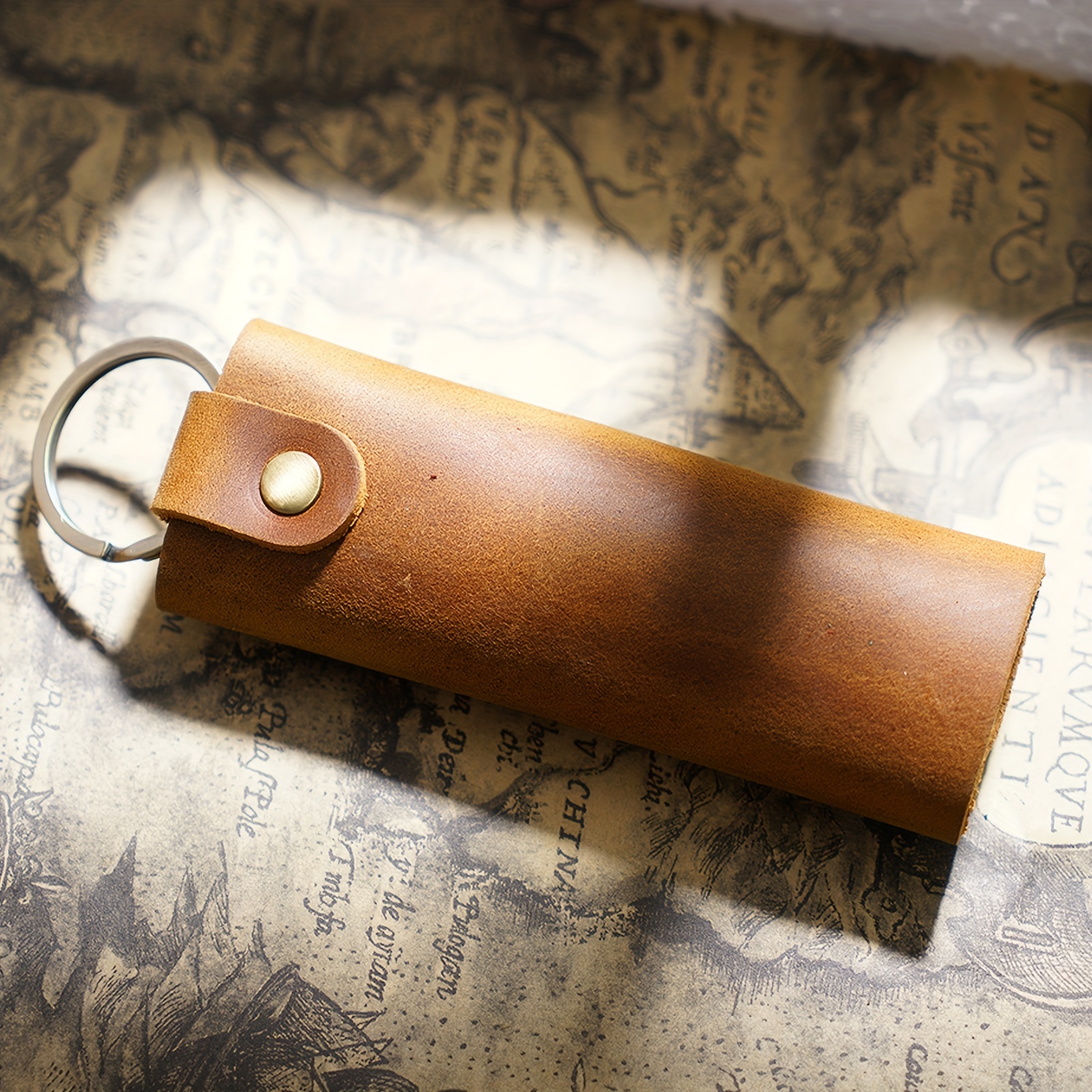 Genuine Leather Keychain For Men Key Holder Split Car Key Wallet Mini Card  Bag - Jewelry & Accessories - Temu Austria