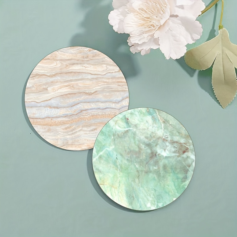 6pcs Colorful Marbling Coasters Non-slip Rubber Drink Coasters