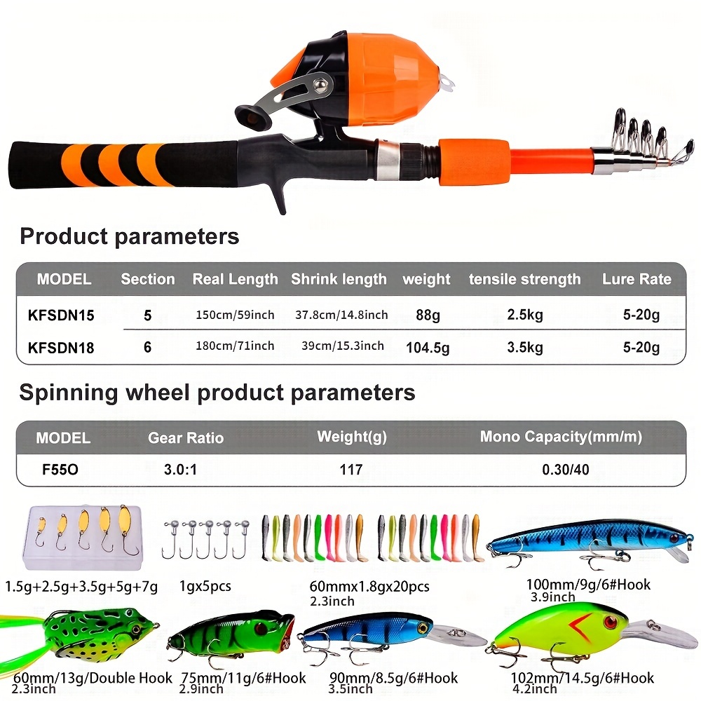 Small Fishing Pole and Reel Combo Telescopic Fishing Rod Kit