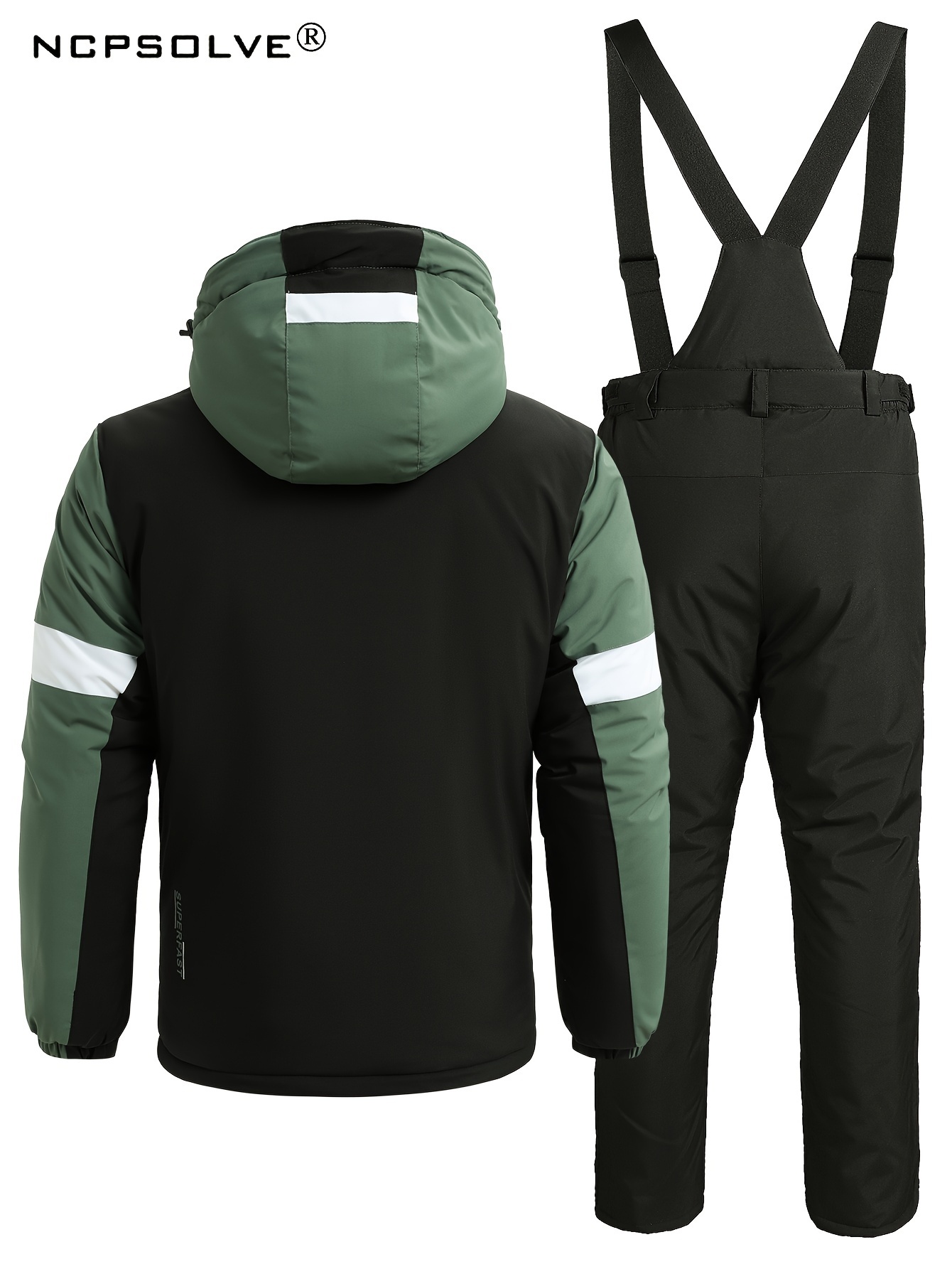 Ensemble veste et pantalon de ski rembourrés pour homme, chaud, coupe-vent,  imperméable, doublure en polaire, pour sports décontractés, randonnée,  plein air, 1 couleur, Green_Small : : Mode