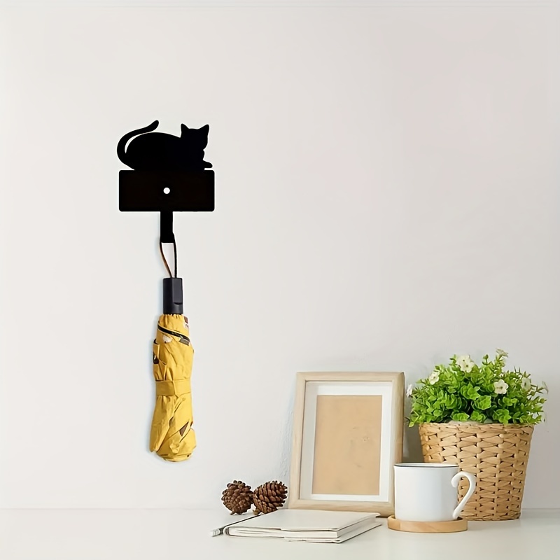 Decorative Cat Silhouette Key Holder Wall 7 Hooks Key Hanger - Temu