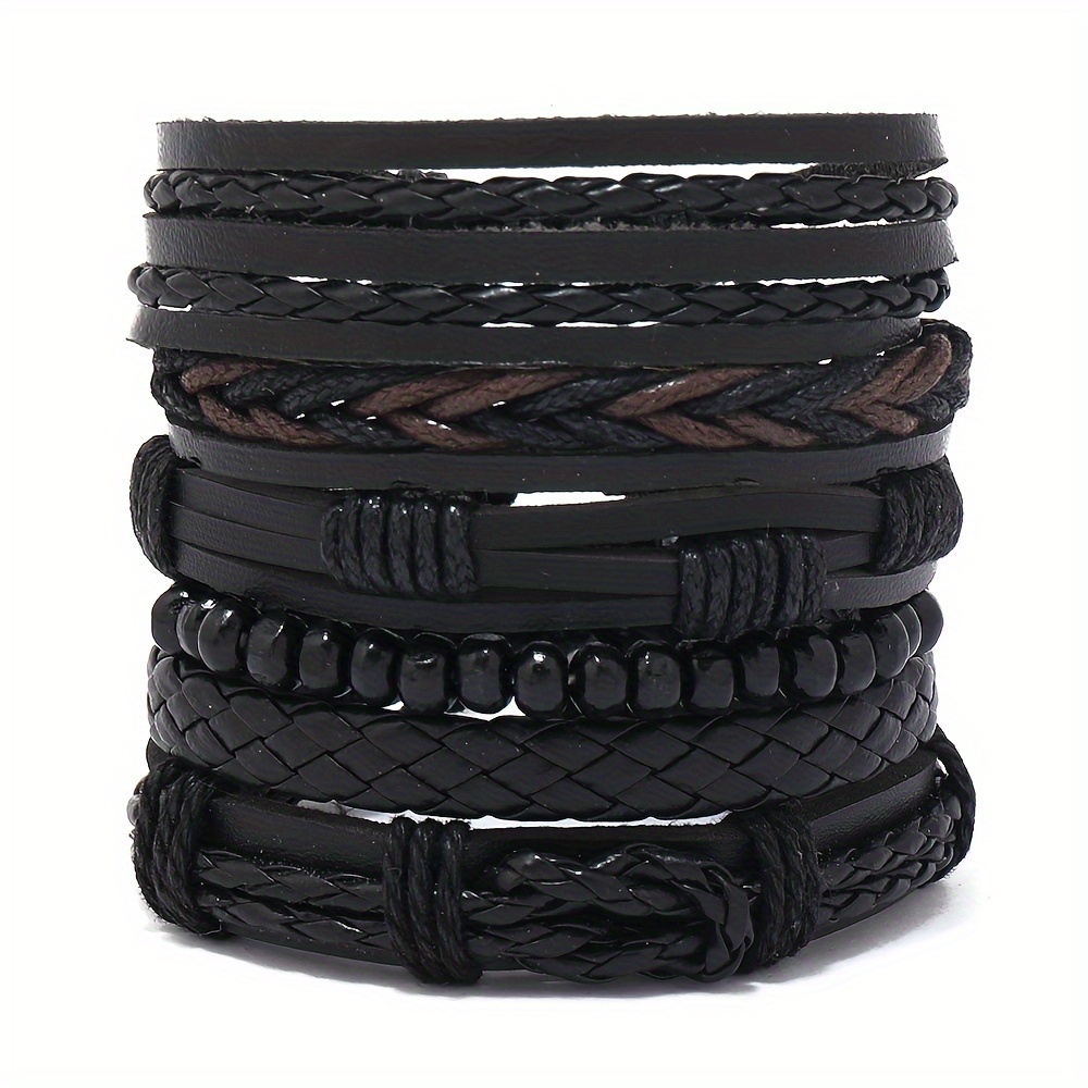 Vintage Leather Cord Bracelet Braided Leather - Temu Canada