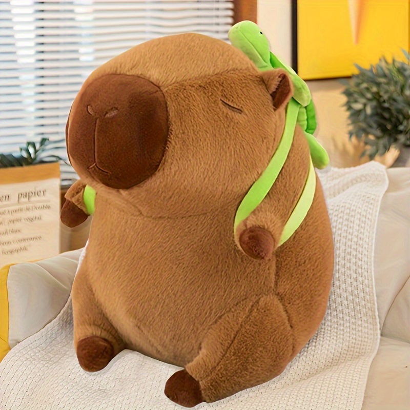 Capybara Plush Toy Simulation Capibara with Turtle Backpack Fluffy Doll  Stuffed Animals Bubble Pendant Funny Christmas Gift Kids