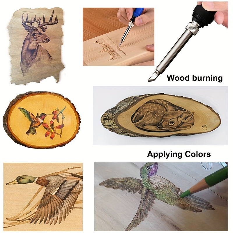 Wood Burning Kit, 200PCS Wood Burning Tool, Professional Wood Burner  Soldering Pyrography Pen with Temperature Adjustable,  Embossing/Carving/Soldering Tips for Adult DIY Creative Wooden Arts, Crafts  & Sewing