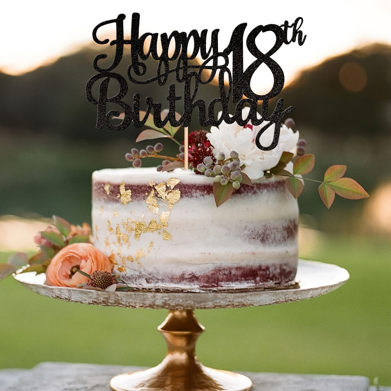 1pc, Topper Per Torta Di Compleanno Felice 18° Compleanno Glitter Cheers To  18 Years Cake Decor Cake Topper 18 Favolosa Decorazione Per Torte Per Happ