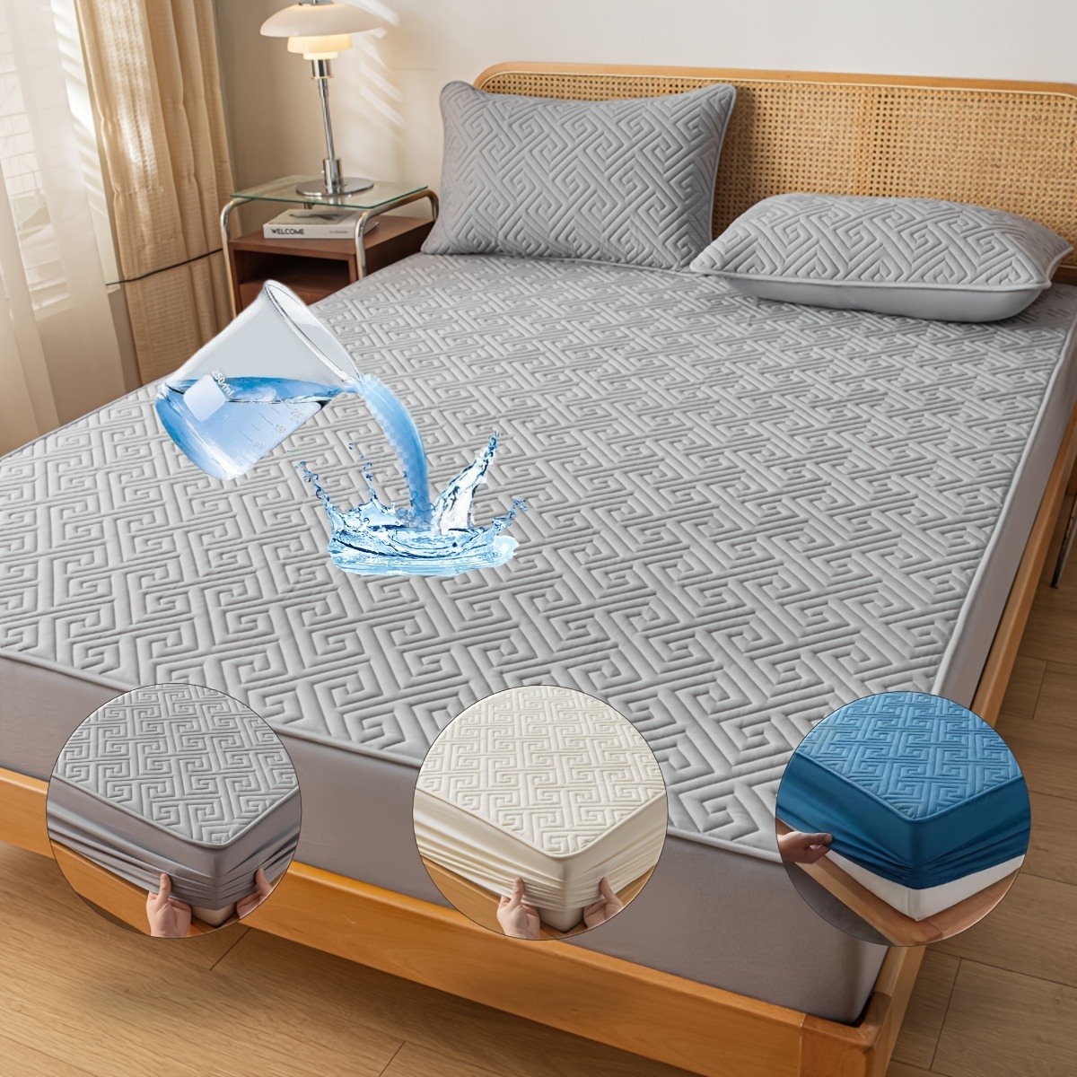 Protector de colchón impermeable de tela de toalla Matrimonial 60x80  pulgadas, vinilo transpirable absorbente, sin ruidos, bolsillo profundo,  funda de