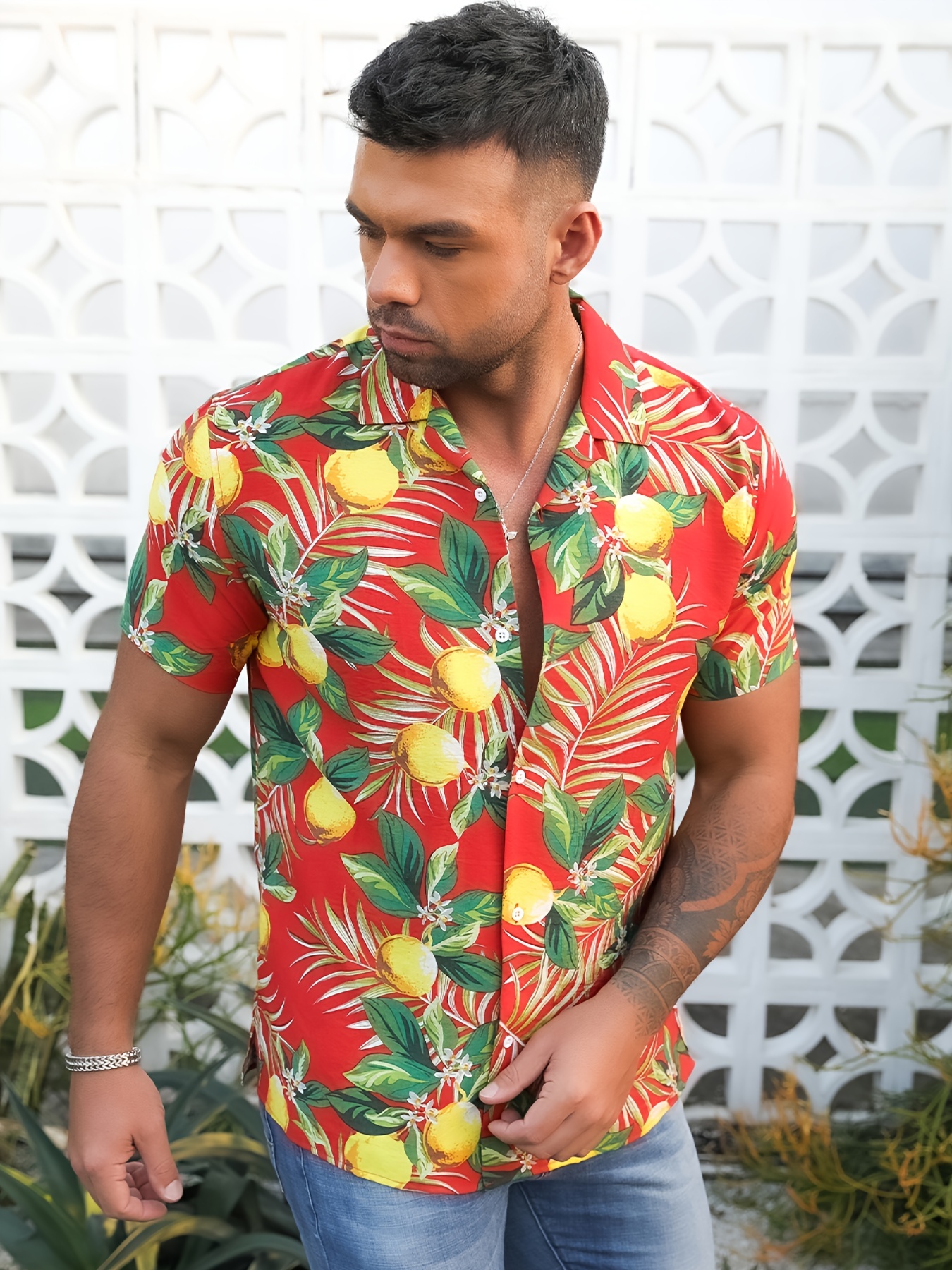 Ayolanni Men's Summer Fashion Hawaiian Style Short Sleeve